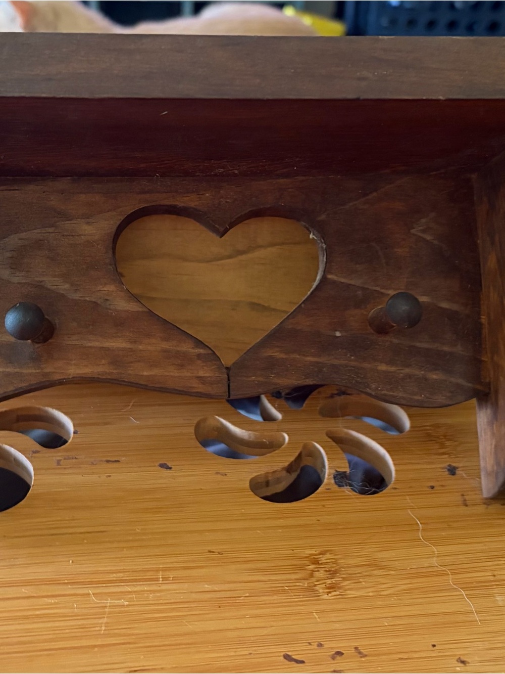 Wooden Heart Cut Out Shelf Accent Wall - Brown